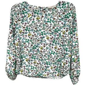 Loft sz Small Women's Long Sleeve 100% Viscose Floral Blouse